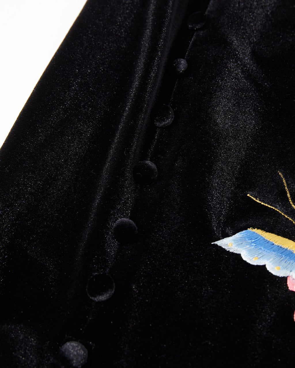 Colored Butterfly Embroidered Velvet Fishtail Skirt