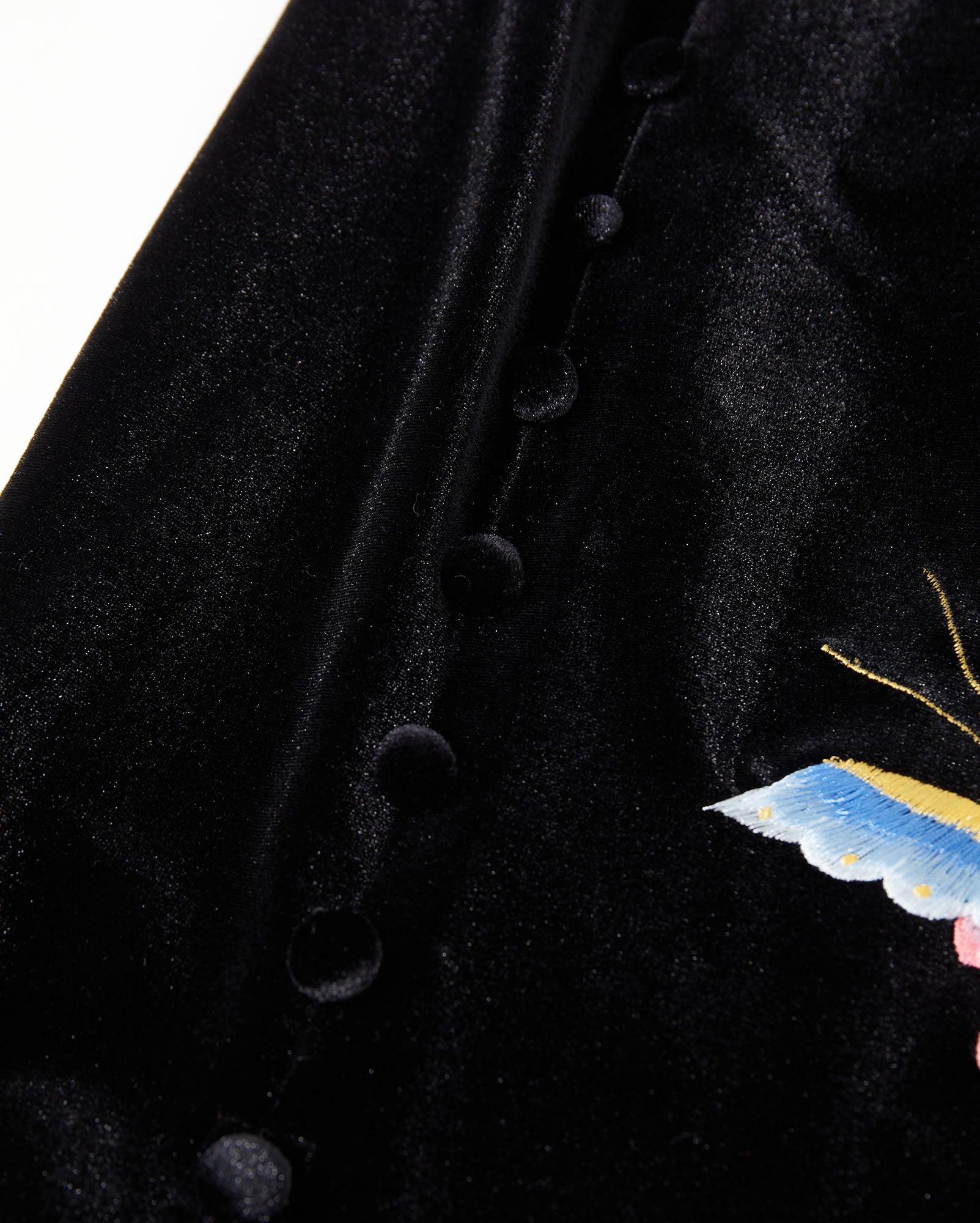 Colored Butterfly Embroidered Velvet Fishtail Skirt