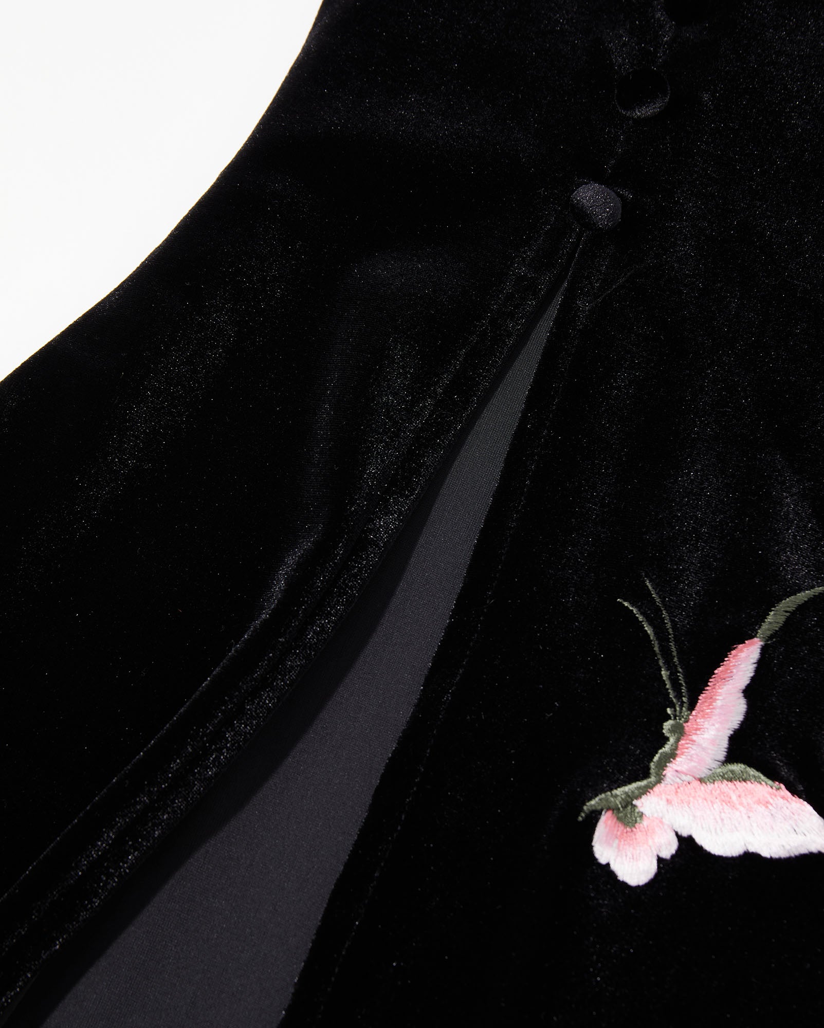 Colored Butterfly Embroidered Velvet Fishtail Skirt