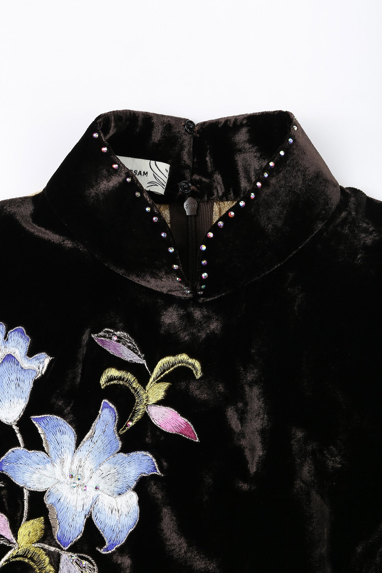 Lily Flower Embroidered Lace Spliced Qipao