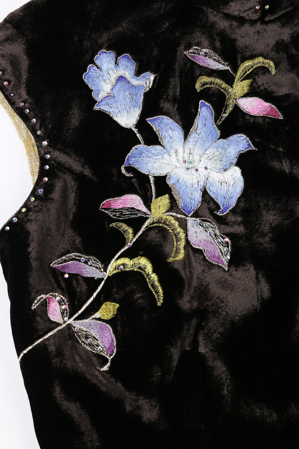 Lily Flower Embroidered Lace Spliced Qipao