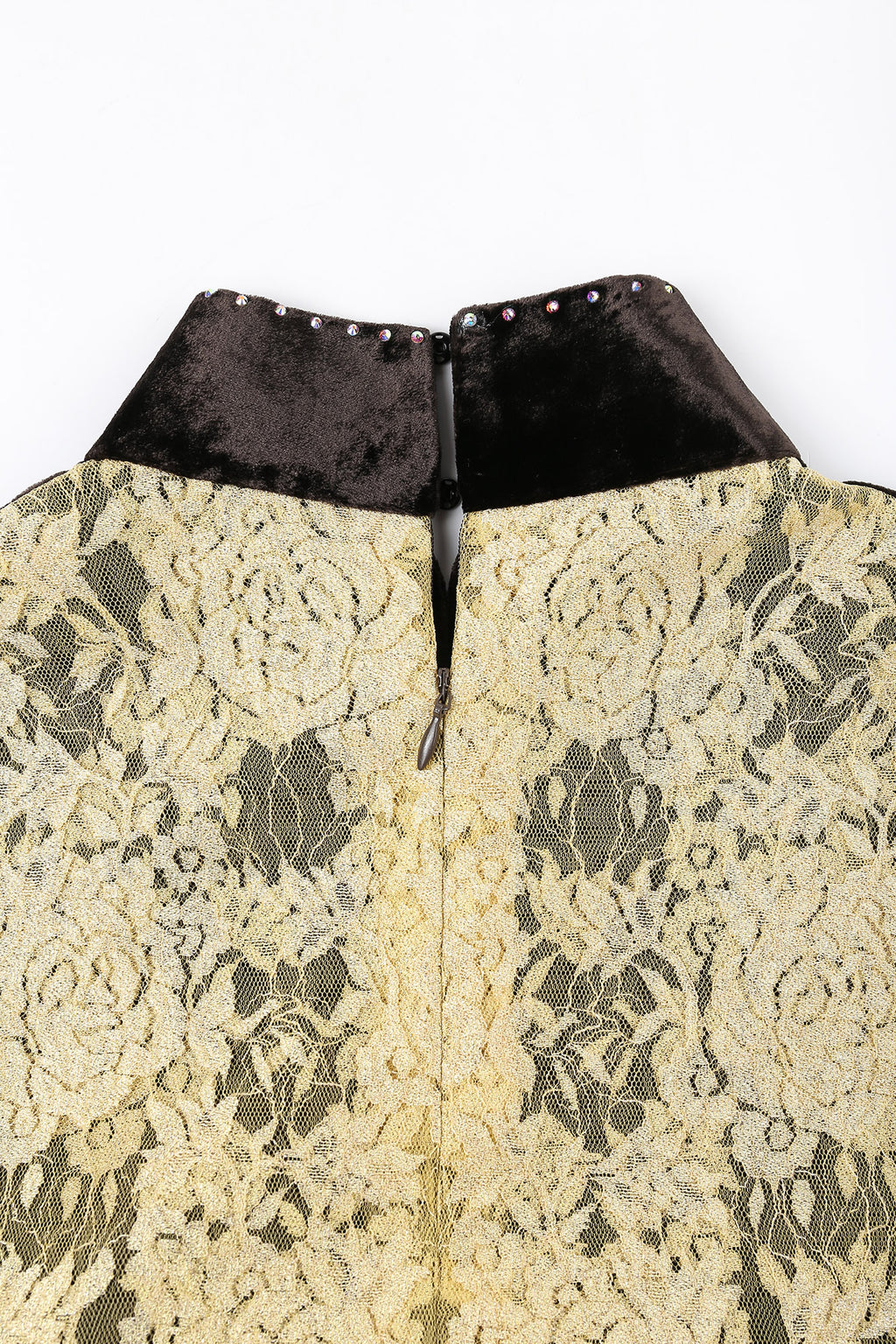 Lily Flower Embroidered Lace Spliced Qipao