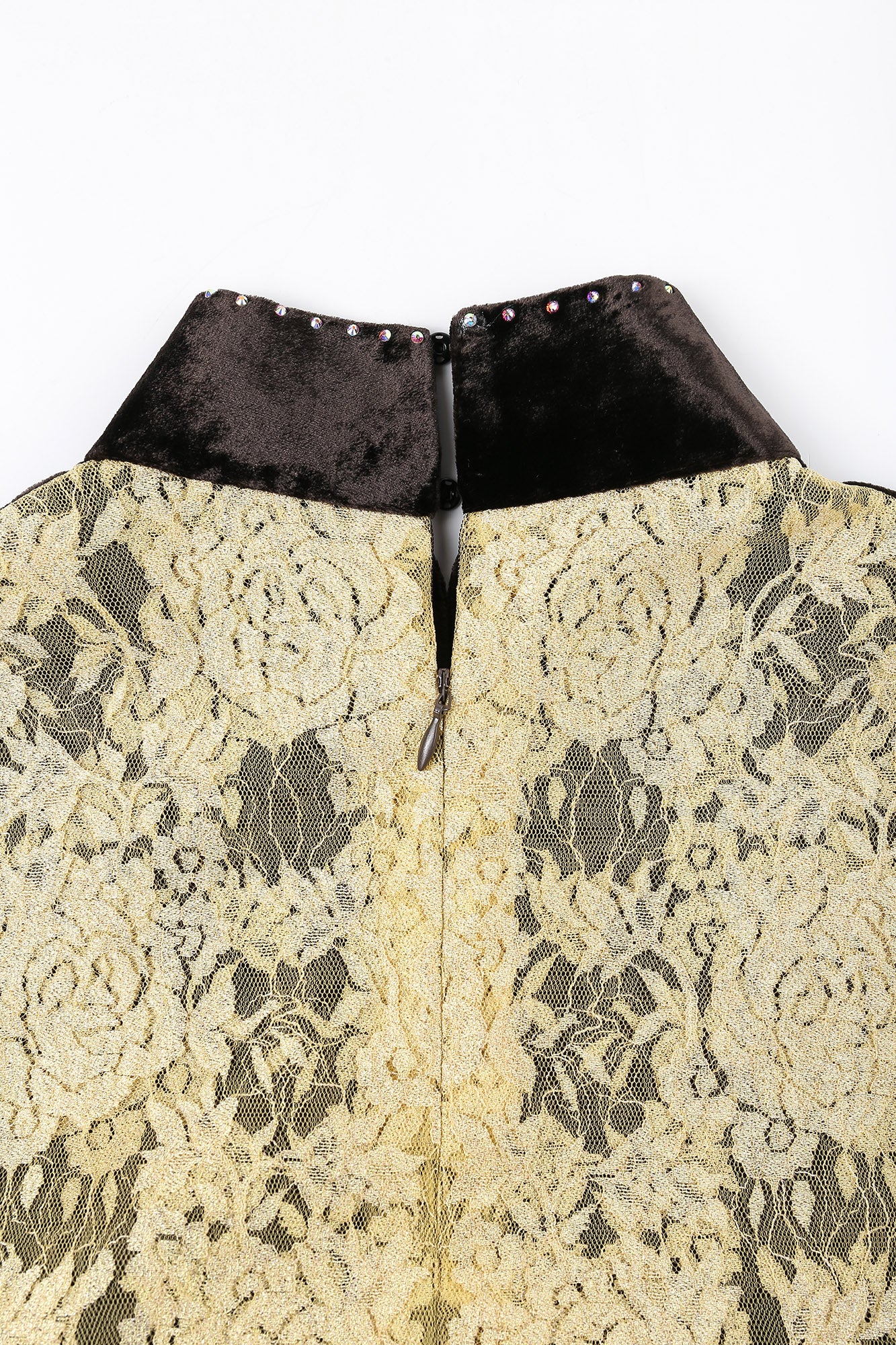 Lily Flower Embroidered Lace Spliced Qipao