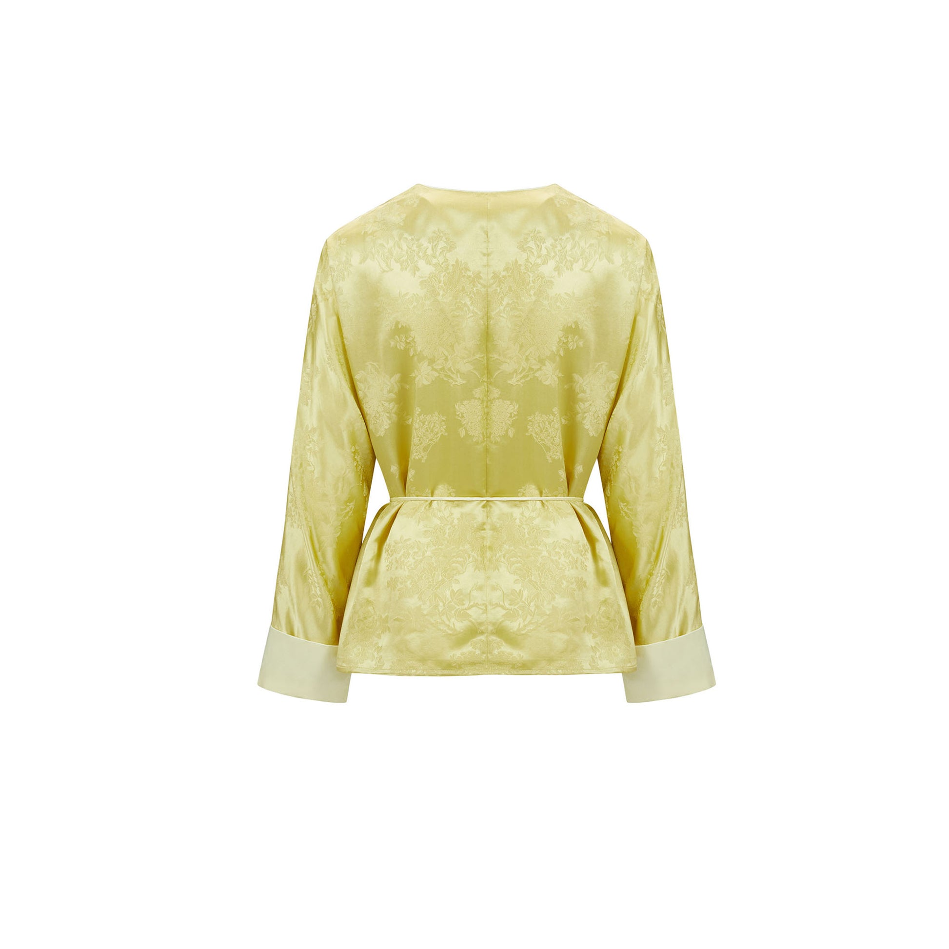 Flower Button Ribbon Blouse Lemon & Pearl