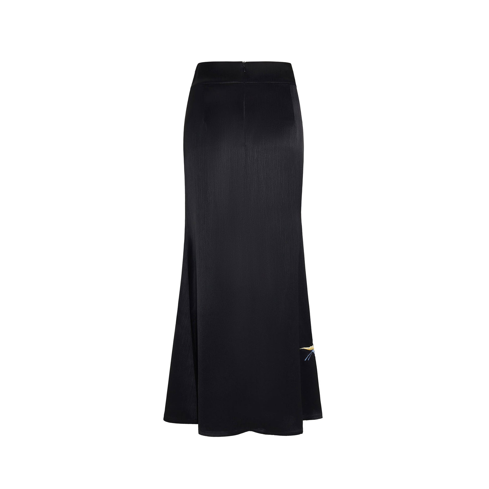 Colored Butterfly Embroidered Fishtail Skirt Black