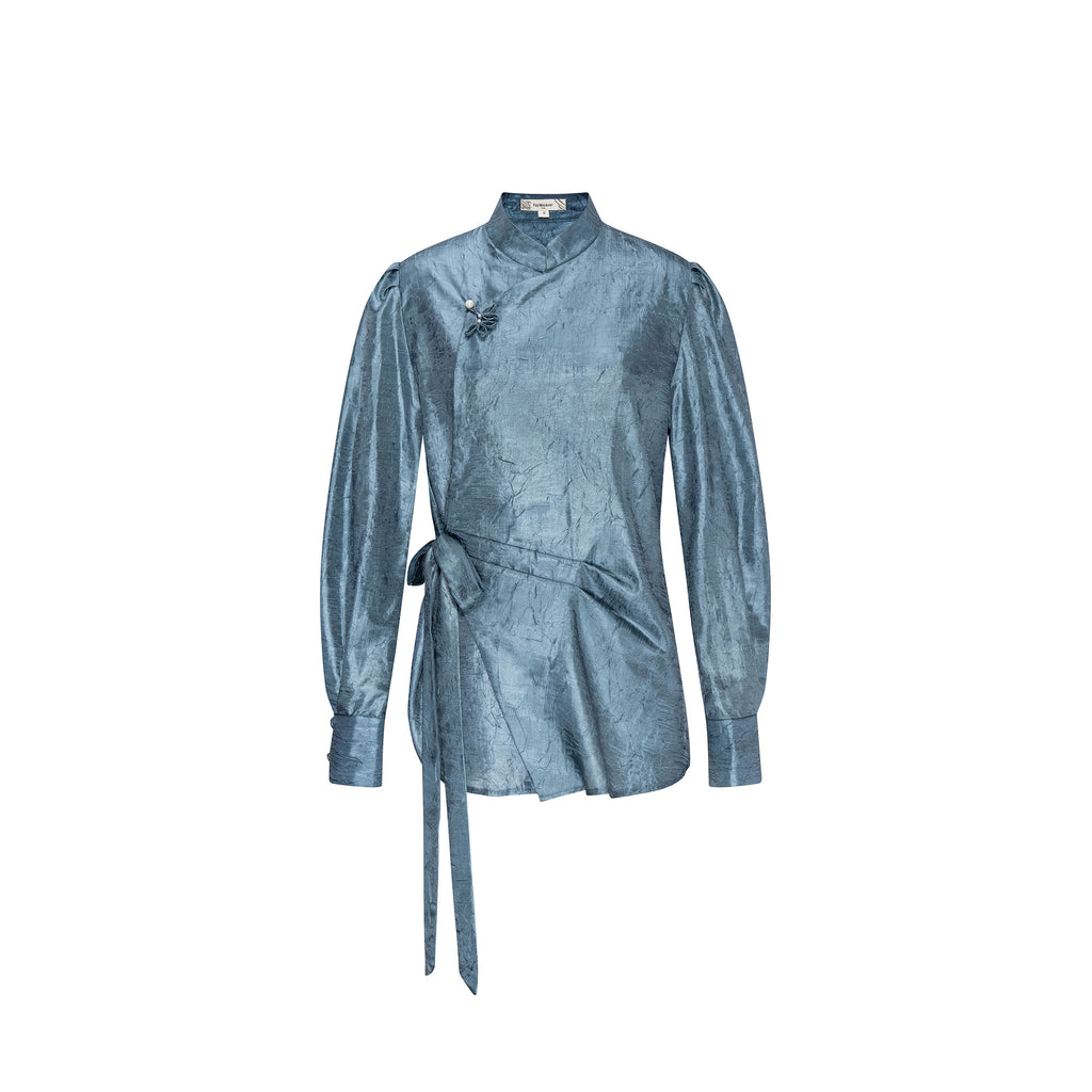 Leaf Button Strap Blouse