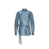 Leaf Button Strap Blouse